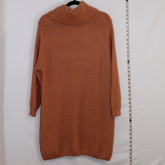 Fable orange/rust-colored chunky knit cowl neck sweater dress L - Picture 6 of 9